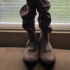 Knee high faux suede boots